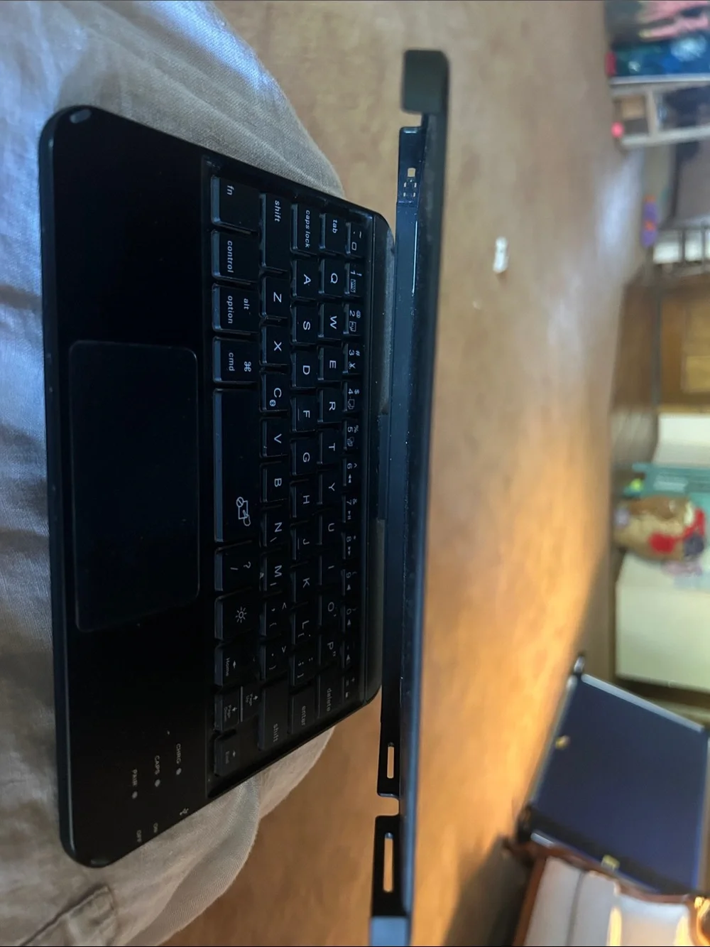 Portable Black Keyboard Case for Tablet with Integrated Trackpad